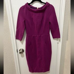 Boden 60s inspired Purple Cowl Neck Cotton Pencil Dress Size 6